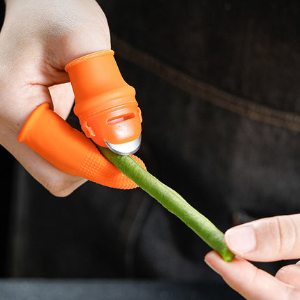 Garden Thumb Knife Set with Protective Finger Sleeve for One Handed Harvesting and Stem Cutting
