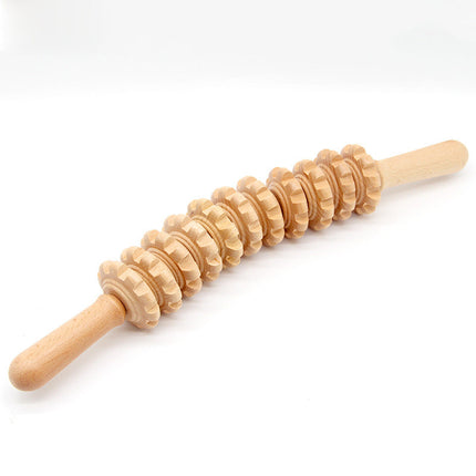 Wooden Full Body Massage Roller, Manual Ergonomic Muscle Roller for Home, Gym and Office Use