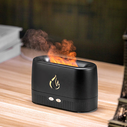 Flame Effect Essential Oil Diffuser, Quiet Aromatherapy Humidifier Under 36dB with Waterless Auto Off, Black or White