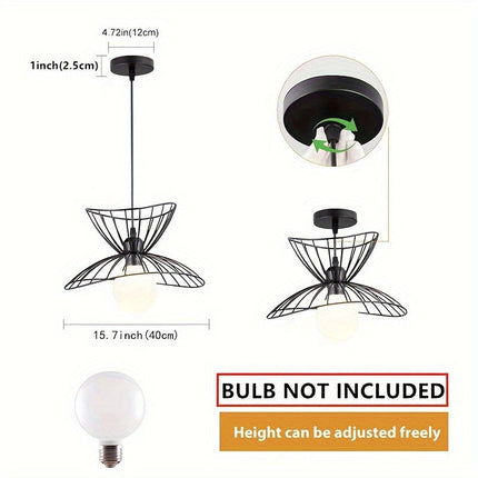 Retro Black Pendant Light with Adjustable Height | Industrial Chic Fixture for Warm Ambient Lighting