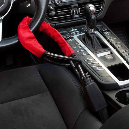 Anti-Theft Steering Wheel Cable Lock for Cars, Visible Steel Security Deterrent with Keys, in Red, Black, Yellow or Blue