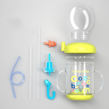 Whale Shaped Baby Straw Cup with Leak-Proof Seal, BPA-Free Body, Silicone Straw and Handles for Toddlers