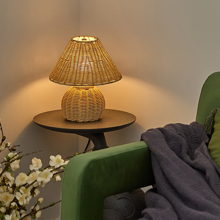 Bamboo Woven Desk Lamp with Handcrafted Shade | USB-Powered Ambient Light for Relaxing Spaces