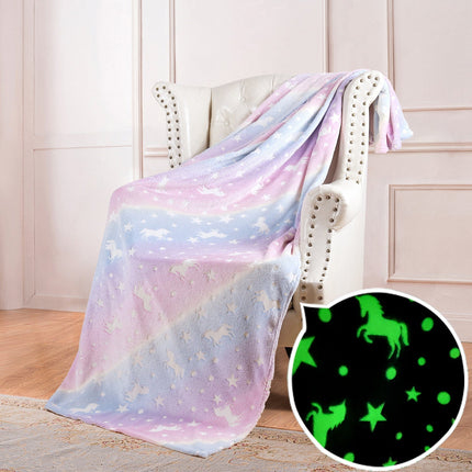 Glow in the Dark Blanket, Double Sided Plush Velvet and Wool Throw, 12 Color Options for Kids and Adults