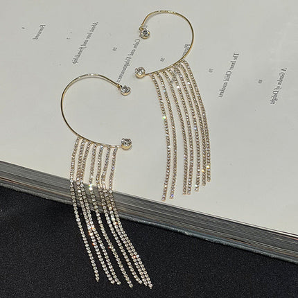 Elegant Long Tassel Earrings with Sparkling Crystals | Statement Jewelry for Glamorous Look