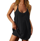 Womens Dresses, Summer Dress with Pockets, Sleeveless Mini Dress with Built In Shorts, Casual Dress and Beach Sundress