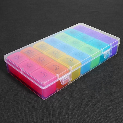 Weekly Pill Organizer with Detachable Daily Compartments, Morning Noon Night Sections, Portable 7 Day Pill Box for Travel