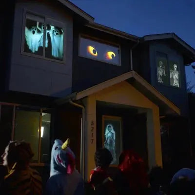 Holographic Projector, Halloween Window Projector with Rear Projection Screen and 12 Videos, Halloween Decorations