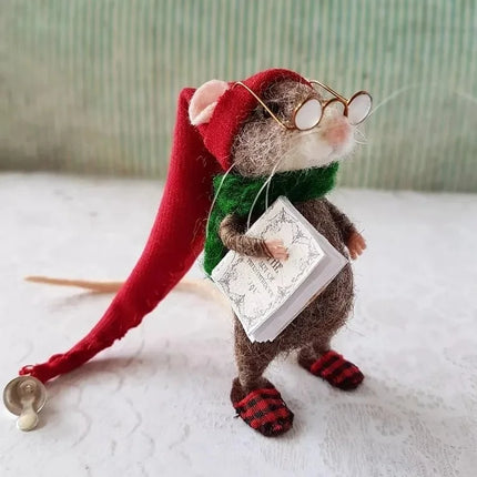 Needle Felted Mouse Figurine, Handmade Gifts and Christmas Decorations