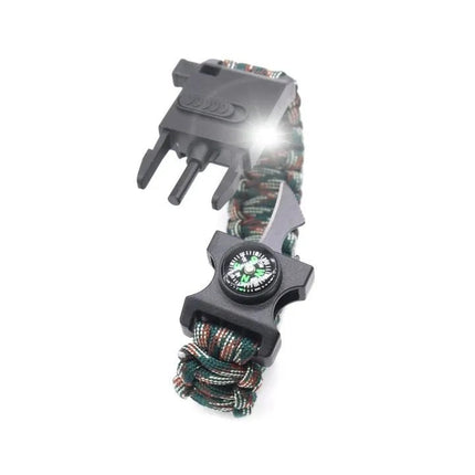 Tactical Survival Bracelet with Compass, LED Flashlight, Emergency Whistle and Flint Fire Starter, Camping Gear, 3 Colors