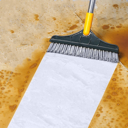 Scrub Brush with 120 Degree Rotating Head, Long Handle Cleaning Brush with Squeegee for Bathroom Tile and Corners