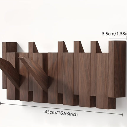 Foldable Wooden Wall Hooks with Piano Key Design | Space-Saving Hanger Rack for Coats and Accessories
