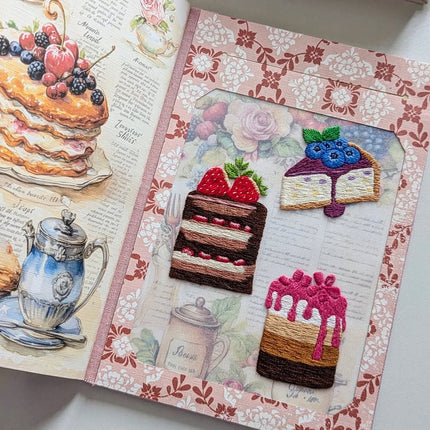 Handmade Recipe Journal, Blank Recipe Book to Write In with Embroidered Cover