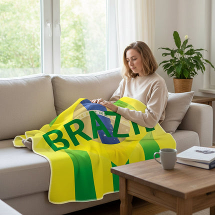 Brazil Flag Beach Towel with Multi-Use Design | Lightweight Travel Blanket for Game Day Fun