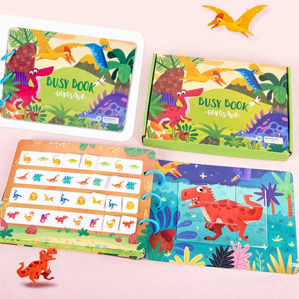Toddler Busy Book, Interactive Quiet Book with Matching Numbers, Shapes and Animal Activities, 4 Themes for Preschool Learning at Home