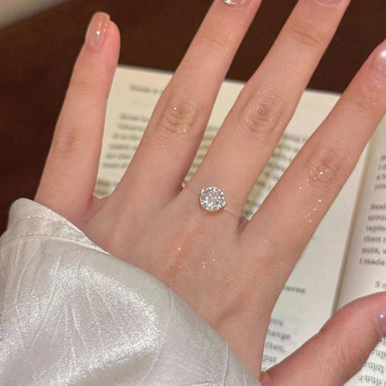 Moissanite Ring with Invisible Band, Floating Statement Ring with S925 Silver Setting