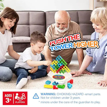 Tower Stacking Game with Magnetic Building Blocks, Magnetic Blocks Balance Toy for Two Players