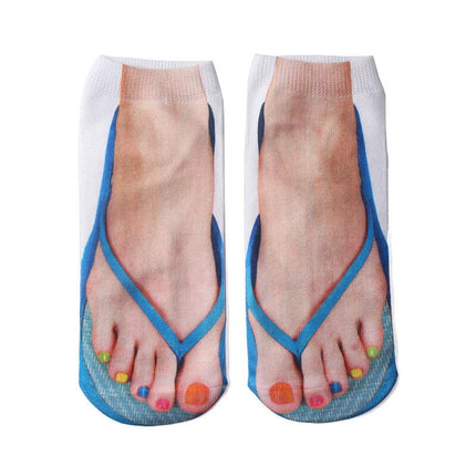 Comfortable Ankle Socks, Funny Socks with Painted Toenail and Flip Flop Print – image 11