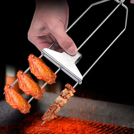 Kabob Skewers for Grilling, Stainless Steel BBQ Skewers with 3 Prongs, Vegetable Skewers and Grilling Accessories