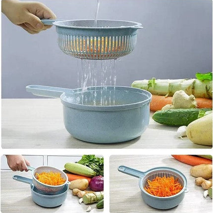 Multi Blade Vegetable Cutter with 8 Blades, All-in-One Kitchen Slicing Tool for Fast Meal Prep, Blue or Pink