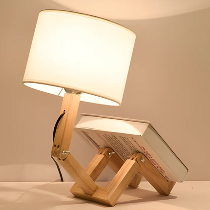 Adjustable Wooden Table Lamp with Flexible Joints | Handcrafted Soft Light for Cozy Interiors