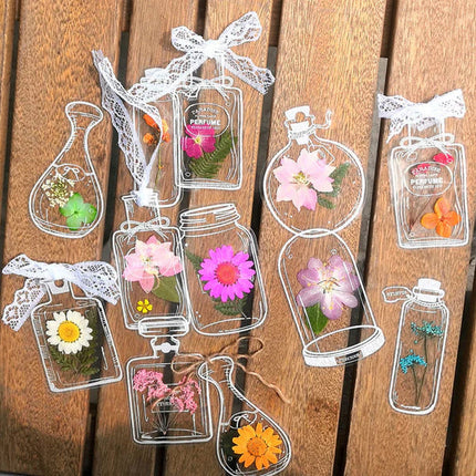 Dried Flower Bookmarks Set with Clear Design & 20 Unique Styles for Elegant Reading
