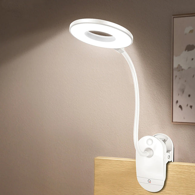 Clip On Bedside Lamp, Rechargeable Cordless Lamp with 3 Brightness Levels, Touch Lamp, LED Clip On Light for Desk
