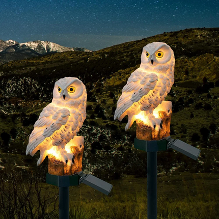 Solar Garden Light Owl Stake Lamp with Warm LED Glow | Automatic Dusk-to-Dawn Illumination for Outdoor Pathways