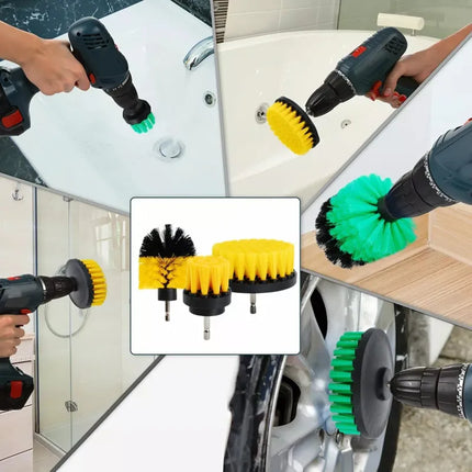 Drill Brush Cleaning Kit, Set of 4 Stiff Bristle Scrubber Attachments for Bathtubs, Tile, Grout and Patios