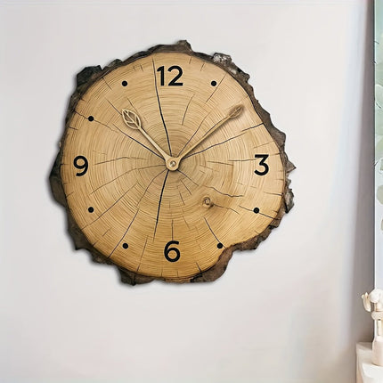 Rustic Wood Slice Wall Clock with Silent Quartz Movement | Unique Irregular Design for Cozy Home Decor