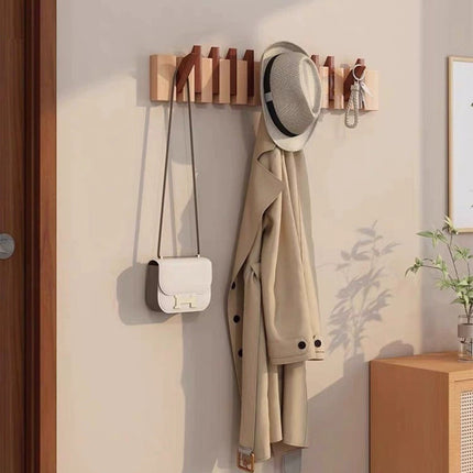Foldable Wooden Wall Hooks with Piano Key Design | Space-Saving Hanger Rack for Coats and Accessories
