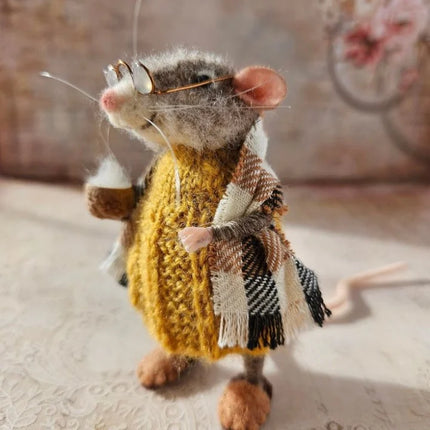 Needle Felted Mouse Figurine, Felted Animals for Halloween Decor and Mantel – image 9