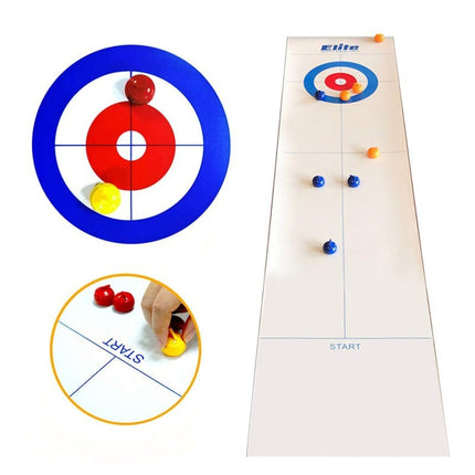 Indoor Curling Game Set, Tabletop Sliding Stone Board Game with Colored Stones and Center Target, Family Party Game for Kids and Adults