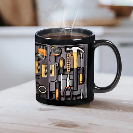 Coffee Mugs, Funny Coffee Mug with Mechanic Toolbox Design, Microwave Safe Tea Mug, Coffee Cup Gifts for Mechanics