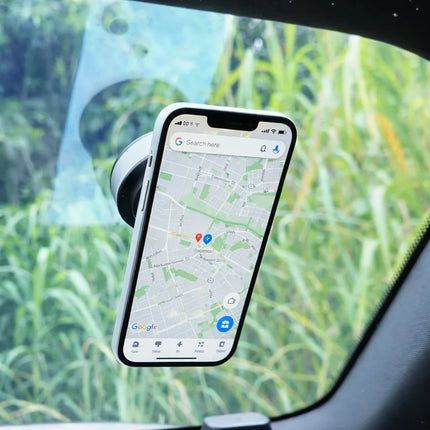 Magnetic Phone Mount for Car, Vacuum Suction Cup with Twist Locking Ring, Rotates 360 Degrees, Leaves No Residue