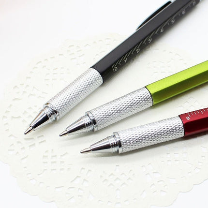 6 in 1 Multifunction Pen with Stylus, Ballpoint Pen, Ruler, Screwdriver and Bubble Level, Pocket Multi Tool, 6 Colors