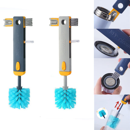 Bottle and Cup Cleaning Brush Set, Silicone Cup Mouth Brush and Twisted Groove Brush, Hanging Quick-Dry Design, Blue or Grey
