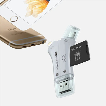 SD, MicroSD and TF Memory Card Reader with USB, USB C and Lightning Connectors, High Speed Adapter for iPhone, Android and Laptop, 3 Colors