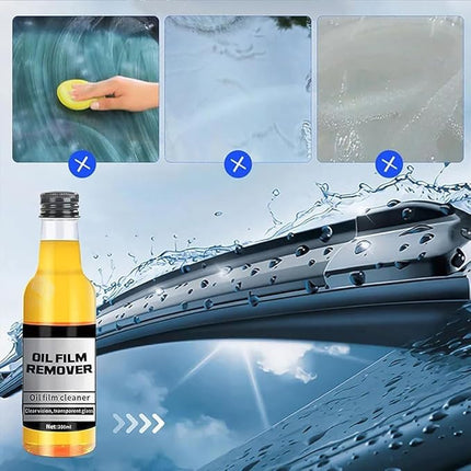 Car Window Cleaner Oil Film Remover for Grease, Rain Stains and Haze, Single Pass Glass Cleaning for Night Driving