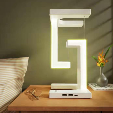 Levitating Desk Lamp with Wireless Phone Charging, Magnetic Floating LED Night Light with Adjustable Brightness