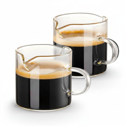 Espresso Measuring Cups with Double Spouts | 4 oz Borosilicate Glass for Clean Pouring and Accurate Shots