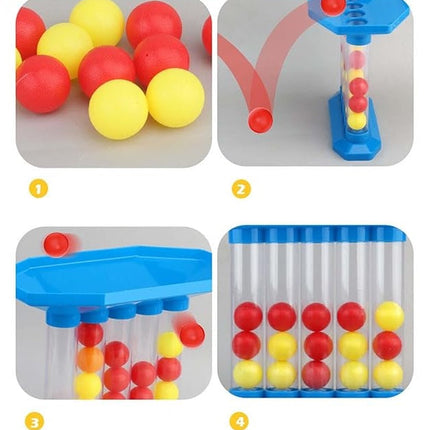 Four in a Row Bounce Ball Game, Turn-Based Bouncing Ball Set with Colorful Balls and Top Tray Grid for Kids and Family