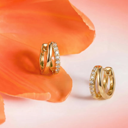 Gold Huggie Hoop Earrings Set with 14K Plating | Lightweight, Hypoallergenic Jewelry for Everyday Elegance