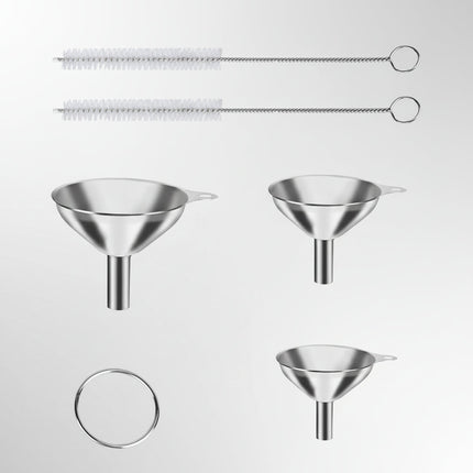 Stainless Steel Funnel Set with 3 Sizes & Cleaning Brushes | Durable Kitchen Tool for Easy Bottle Filling
