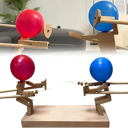 Wooden Puppets Balloon Game, Two Player Game, Balloon Popping Game with Sword and Shield, Fun Games for Two Players