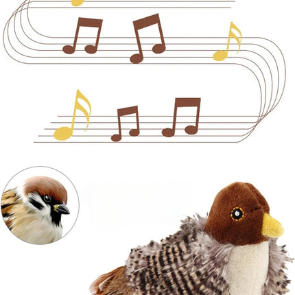 Interactive Cat Toy, Motion Activated Chirping Bird with Soft Plush Body and Feather Tail, Self Play Hunting Toy for Indoor Cats