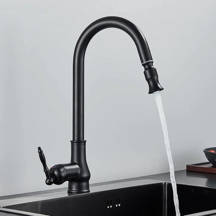 Vintage Brass Kitchen Faucet with Swivel Spout | Elegant Mixer for Easy Access and Temperature Control