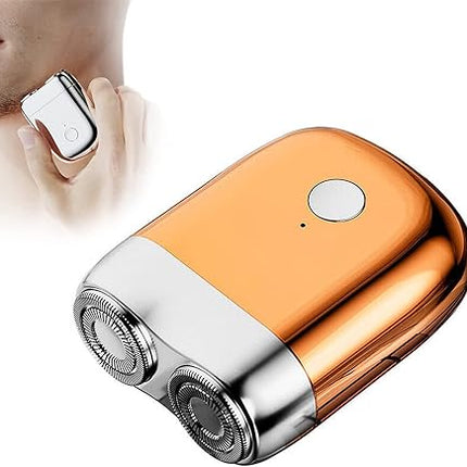 Mini Electric Shaver with Precision Blades, USB Powered Travel Razor in Orange, Blue or Silver for Quick Everyday Grooming