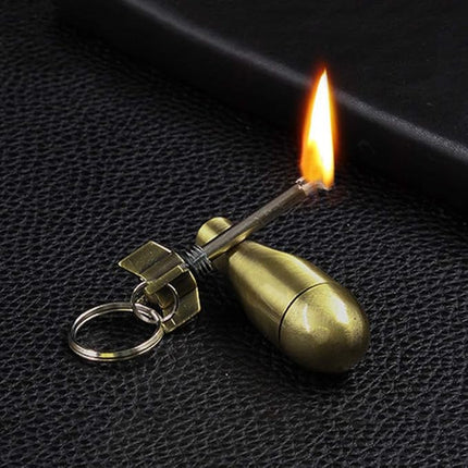 Kerosene Keychain Lighter, Windproof Refillable Permanent Match Fire Starter with Magnesium Strike Strip for Camping