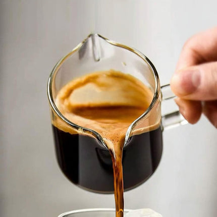 Espresso Measuring Cups with Double Spouts | 4 oz Borosilicate Glass for Clean Pouring and Accurate Shots